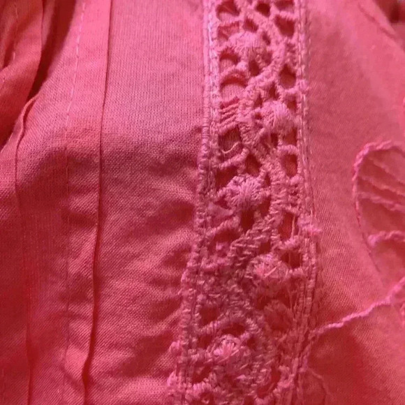 Erika 100% cotton, salmon pink, button down,3/4 sleeve embellished tunic - Picture 11 of 12